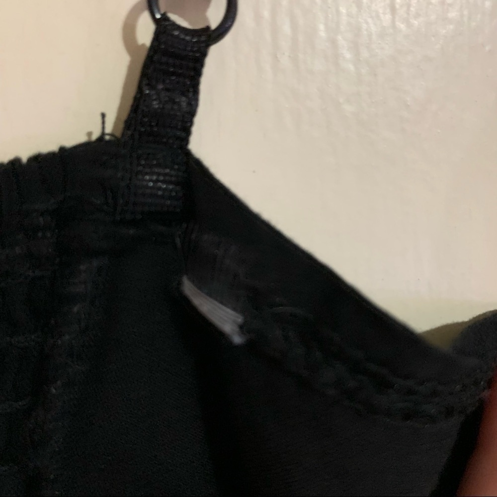 Smocked Black Button Down V-Neck Lined Side Slit Pockets Maxi Sundress. - Picture 3 of 10